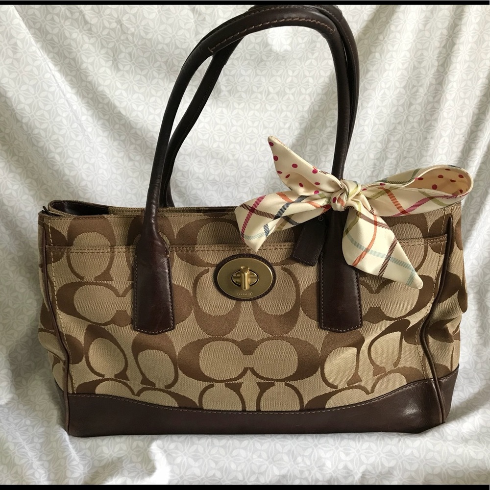 Authentic Coach Brown Scarf Bag